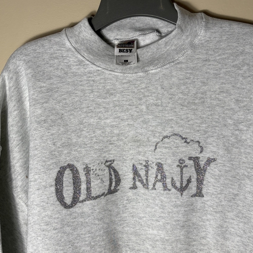 Vintage 1990s Fruit of the Loom Old Navy‎ Large Gray Sweatshirt, Retro Style